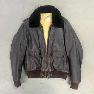 True Vintage 70s L.L. Bean G-1 Mouton Lambswool Goatskin Pilot Jacket Size 44